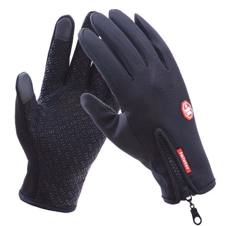 ถุงมือขี่จักรยานเต็มนิ้ว Neoprene PU หนังระบายอากาศฤดูหนาวที่อบอุ่นถุงมือกีฬากลางแจ้ง, M, L, XL