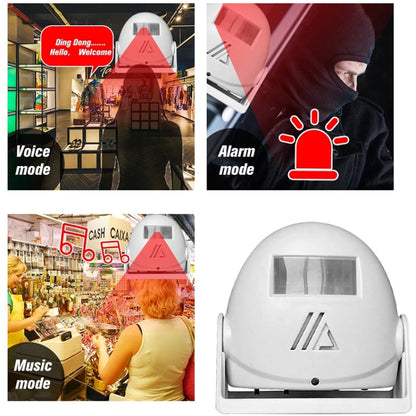 ออดอัจฉริยะไร้สายอินฟราเรด Motion Sensor Voice Prompter คำเตือนกระดิ่งประตูปลุก