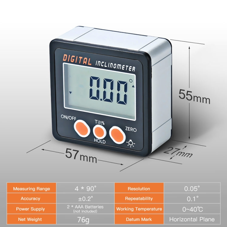 IP54 Precision Electronic Digital Display Inclinometer 4x90 องศาไม้โปรแทรกเตอร์มุมกล่อง