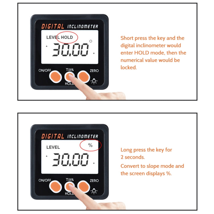 IP54 Precision Electronic Digital Display Inclinometer 4x90 องศาไม้โปรแทรกเตอร์มุมกล่อง