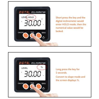 IP54 Precision Electronic Digital Display Inclinometer 4x90 องศาไม้โปรแทรกเตอร์มุมกล่อง