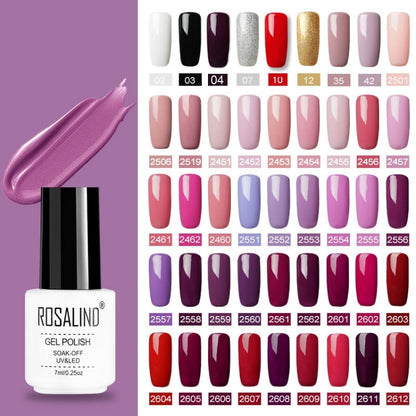 เจล ROSALIND ชุดทาเล็บ UV รองพื้นกึ่งถาวรเคลือบด้านบนโพลีเจลเคลือบเงาเล็บแต่งเล็บเจลความจุ: 7 มล., 02, 03, 2452, 2455, 2456, 2458, 2459, 2460, 2501, 2506, 2519, 2551, 2552, 2554, 2555, 2556, 2557, 2558, 2559, 2560, 2561, 2562