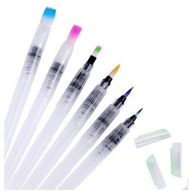 6 ชิ้นแบบพกพาแปรงทาสีน้ำสีแปรงดินสอนุ่มแปรงสีน้ำปากกาอุปกรณ์ศิลปะการวาดภาพ, 6 PCS Watercolor Pen