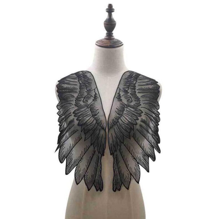 1 คู่ Organza ปีกรูปร่างเย็บปักถักร้อย DIY เสื้อผ้าอุปกรณ์เสริม, Red, Black, Gold, White