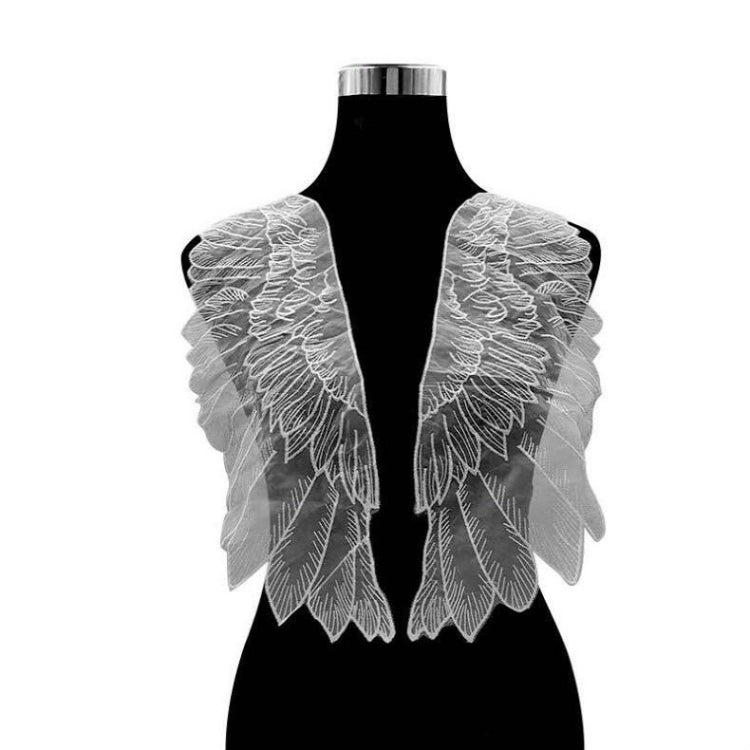 1 คู่ Organza ปีกรูปร่างเย็บปักถักร้อย DIY เสื้อผ้าอุปกรณ์เสริม, Red, Black, Gold, White