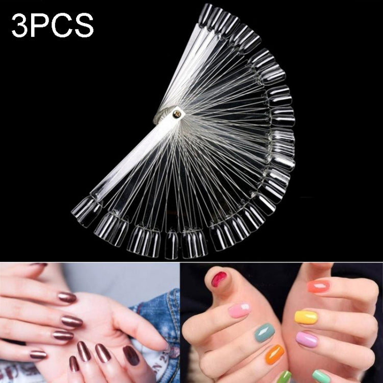 3 ชุดแม่พิมพ์เล็บรูปพัดลม Swatch การ์ดสีทาเล็บบอร์ดแสดงศิลปะเล็บ