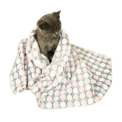 Soft Flannelผ้าห่มสัตว์เลี้ยงจุดพิมพ์Breathable Bed Mat Warm Pet Sleepingเบาะสำหรับสุนัขสัตว์เลี้ยงแมว, S, M, L
