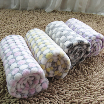 Soft Flannelผ้าห่มสัตว์เลี้ยงจุดพิมพ์Breathable Bed Mat Warm Pet Sleepingเบาะสำหรับสุนัขสัตว์เลี้ยงแมว, S, M, L