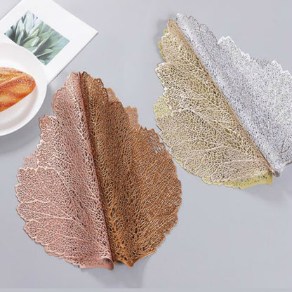 ที่รองแก้วเครื่องดื่มทนความร้อน PVC ลายใบไม้ 2 ชิ้น ขนาด 37x47ซม