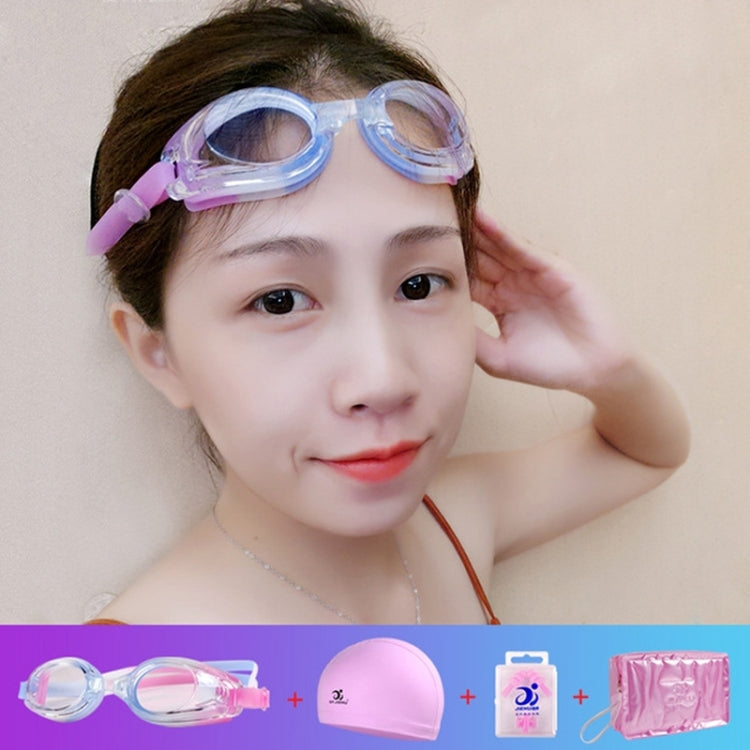 JIEHU JH8102 4 in1 ผู้หญิง HD แว่นตาว่ายน้ำกันน้ำแบบป้องกันหมอกโปร่งใสชุดหมวกว่ายน้ำ, JIEHU JH8102 (Purple Color), JIEHU JH8102 (Pink), JIEHU JH8102 (Blue Color), JIEHU JH8102 (Blue), JIEHU JH8102 (Black)