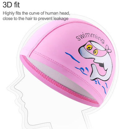 หมวกว่ายน้ำเด็ก PU พิมพ์หมวกว่ายน้ำยืดหยุ่นลายปลาโลมาน่ารัก, Children PU Swimming Cap (Dark Blue), Children PU Swimming Cap (Pink), Children PU Swimming Cap (Sky Blue)