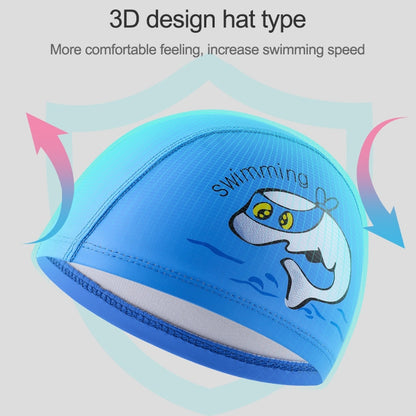 หมวกว่ายน้ำเด็ก PU พิมพ์หมวกว่ายน้ำยืดหยุ่นลายปลาโลมาน่ารัก, Children PU Swimming Cap (Dark Blue), Children PU Swimming Cap (Pink), Children PU Swimming Cap (Sky Blue)
