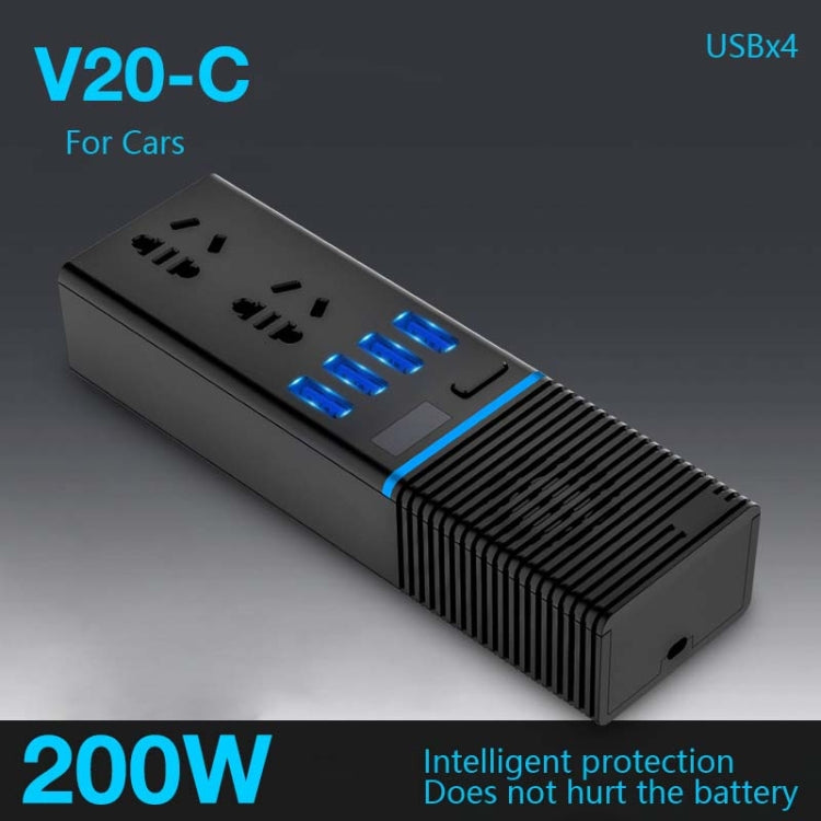 รถอินเวอร์เตอร์ 12v/24v ถึง 220v ตัวแปลงไฟในครัวเรือนซ็อกเก็ตรถอเนกประสงค์, V20-C For Cars