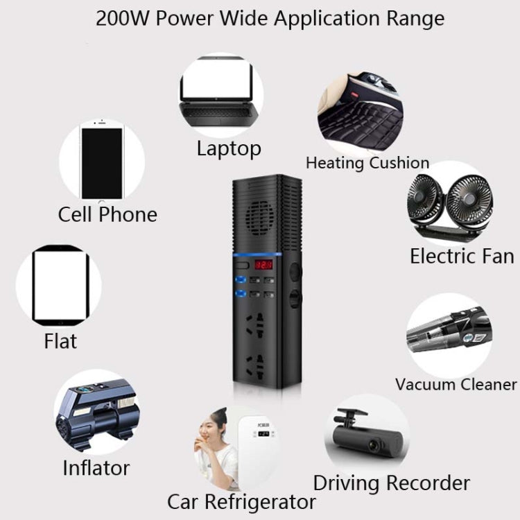 รถอินเวอร์เตอร์ 12v/24v ถึง 220v ตัวแปลงไฟในครัวเรือนซ็อกเก็ตรถอเนกประสงค์, V20-C For Cars