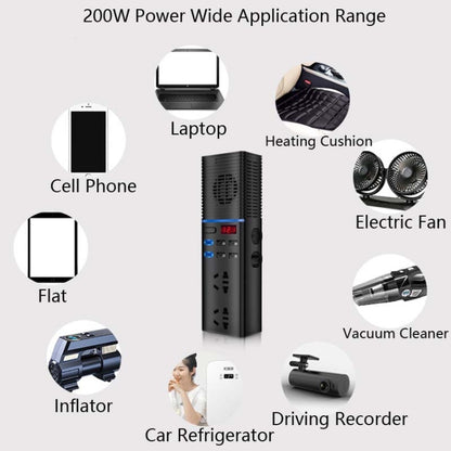 รถอินเวอร์เตอร์ 12v/24v ถึง 220v ตัวแปลงไฟในครัวเรือนซ็อกเก็ตรถอเนกประสงค์, V20-C For Cars