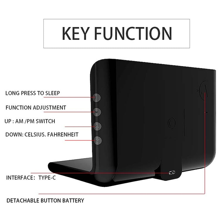 เครื่องชาร์จไร้สายโทรศัพท์มือถือมัลติฟังก์ชั่น 10W QI สากลพร้อมนาฬิกาปลุกและเวลา / ปฏิทิน / การแสดงอุณหภูมิ, RT1 10W (Black)
