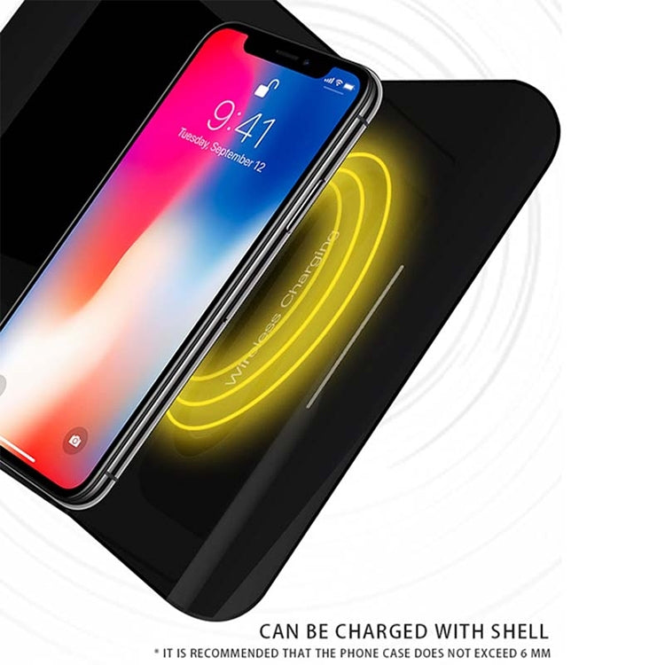เครื่องชาร์จไร้สายโทรศัพท์มือถือมัลติฟังก์ชั่น 10W QI สากลพร้อมนาฬิกาปลุกและเวลา / ปฏิทิน / การแสดงอุณหภูมิ, RT1 10W (Black)