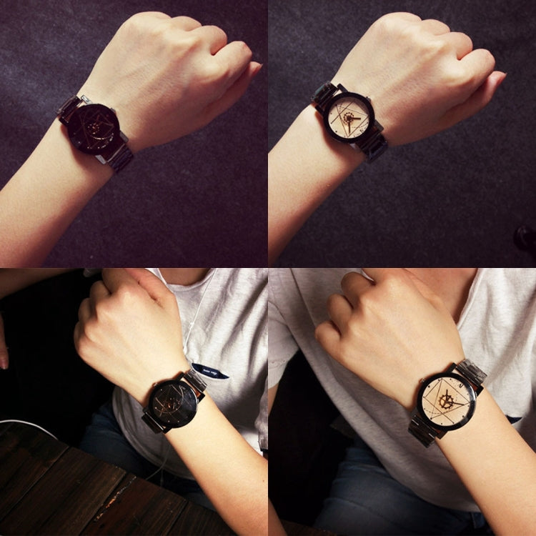 2 ชิ้นแก้วสีน้ำตาลเกียร์นาฬิกาสายเหล็กทังสเตนสำหรับผู้ชาย / ผู้หญิง