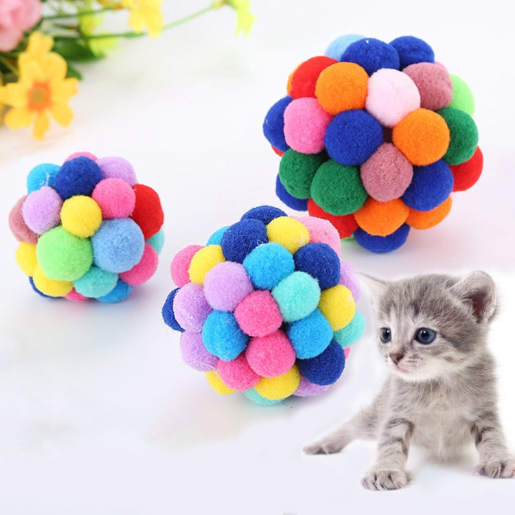 3 PCS สีสัน Handmade Bells Cat Bouncy Ball ของเล่นสำหรับสัตว์เลี้ยง, L, M, S