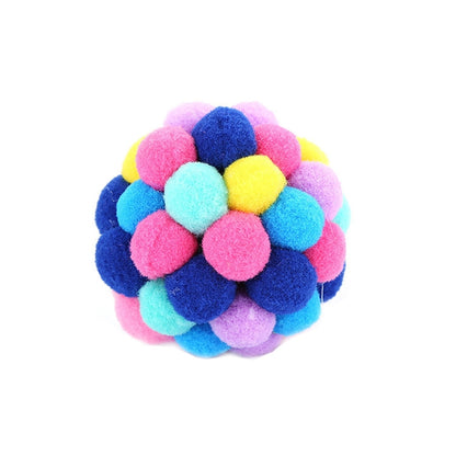 3 PCS สีสัน Handmade Bells Cat Bouncy Ball ของเล่นสำหรับสัตว์เลี้ยง, L, M, S