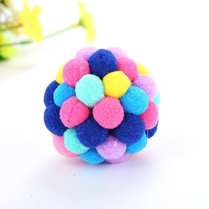 3 PCS สีสัน Handmade Bells Cat Bouncy Ball ของเล่นสำหรับสัตว์เลี้ยง, L, M, S