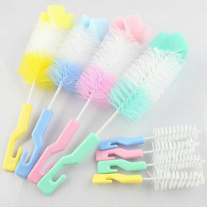 2 ชุดจุกนมเด็กขวดนมถ้วย 360 องศาฟองน้ำทำความสะอาด Pacifier แปรง, การจัดส่งสีสุ่ม, Milk Bottle Cup