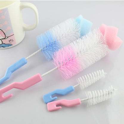 2 ชุดจุกนมเด็กขวดนมถ้วย 360 องศาฟองน้ำทำความสะอาด Pacifier แปรง, การจัดส่งสีสุ่ม, Milk Bottle Cup