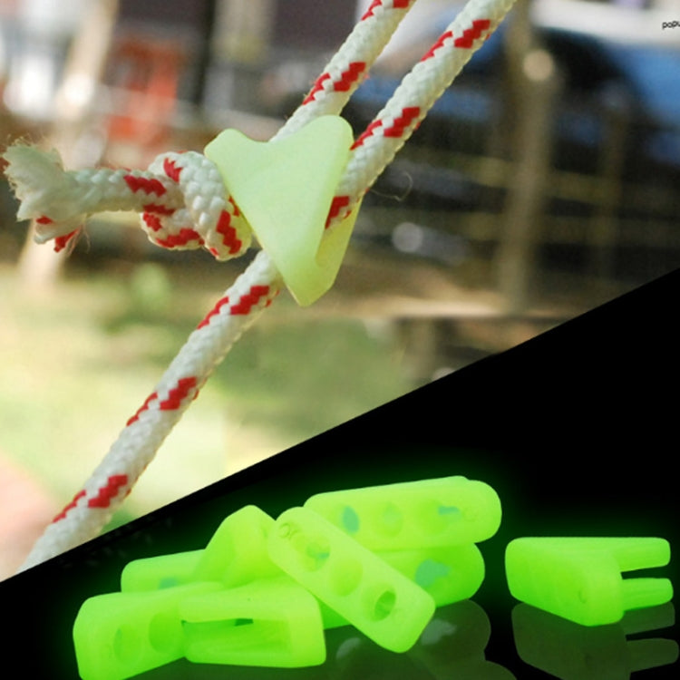 10 PCS กลางแจ้ง Luminous เชือกหัวเข็มขัดเรืองแสงเต็นท์สามเหลี่ยม BUCKLE Alert Reminder อุบัติเหตุอันตรายเต็นท์ลมเชือก Adjuster, Triangle Buckle