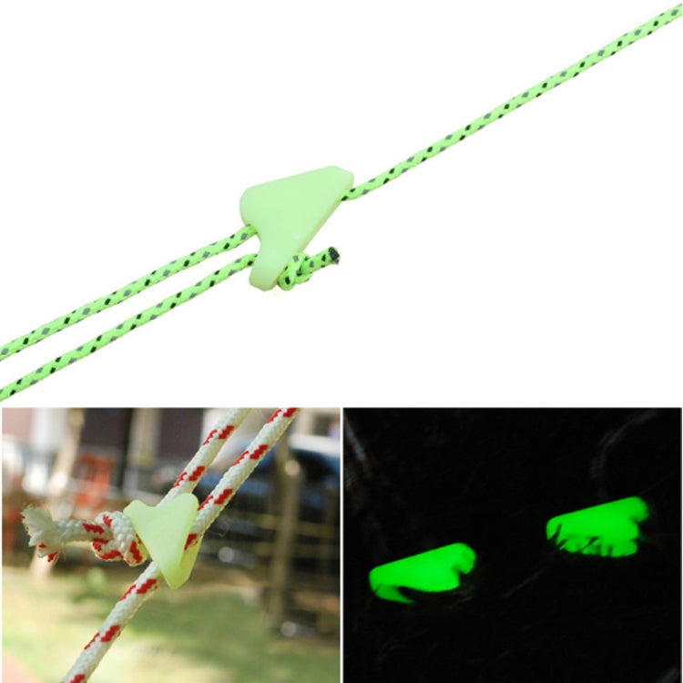 10 PCS กลางแจ้ง Luminous เชือกหัวเข็มขัดเรืองแสงเต็นท์สามเหลี่ยม BUCKLE Alert Reminder อุบัติเหตุอันตรายเต็นท์ลมเชือก Adjuster, Triangle Buckle