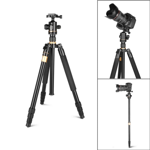 Q222 แบบพกพา 4 ส่วนขาพับอลูมิเนียมอัลลอยด์ขาตั้งกล้อง Monopod Holder พร้อมหัวลูก