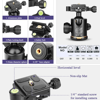 Q222 แบบพกพา 4 ส่วนขาพับอลูมิเนียมอัลลอยด์ขาตั้งกล้อง Monopod Holder พร้อมหัวลูก