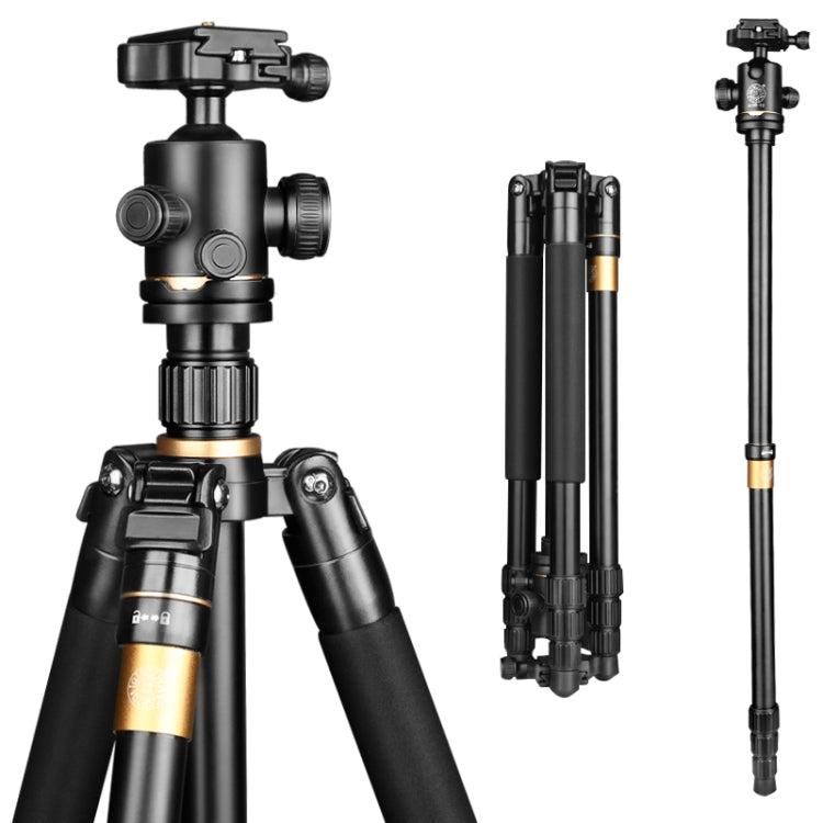 Q222 แบบพกพา 4 ส่วนขาพับอลูมิเนียมอัลลอยด์ขาตั้งกล้อง Monopod Holder พร้อมหัวลูก
