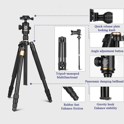 Q222 แบบพกพา 4 ส่วนขาพับอลูมิเนียมอัลลอยด์ขาตั้งกล้อง Monopod Holder พร้อมหัวลูก