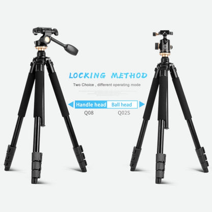 Q338 ขาพับ 4 ส่วนถ่ายทอดสดอลูมิเนียมอัลลอยด์ขาตั้งกล้อง, Q338With Three-dimensional Head, Q338 With Ball Head