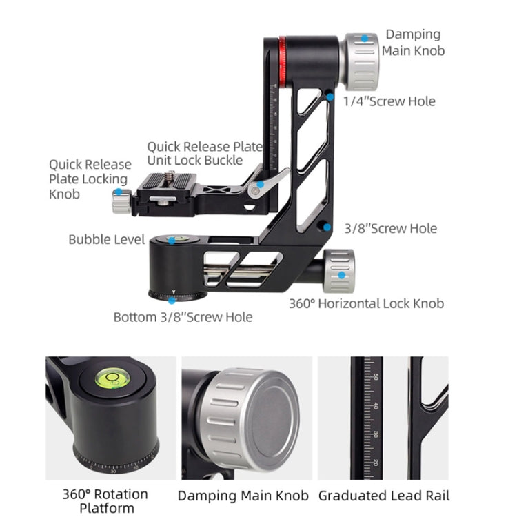 Xiletu Xgh3 การหมุน 360 องศาแนวนอน Cantilever Hollow Gimbal ขาตั้งกล้องหัว, Xgh3