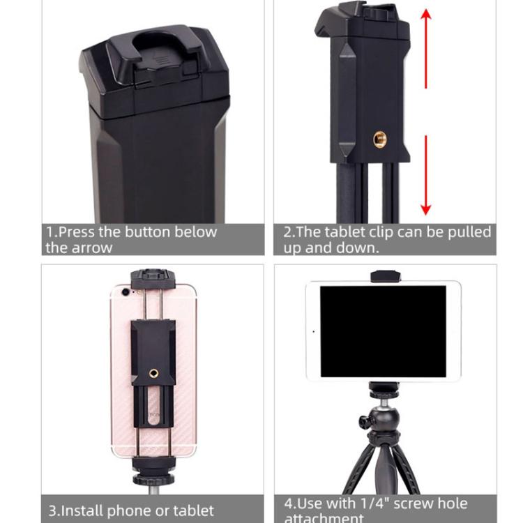 Xiletu Xj-13 Live BroadcastTripod Mount Clamp โทรศัพท์พร้อมรูสกรู 1/4 นิ้วและฐานรองเท้าเย็น, Phone Clamp