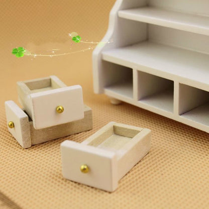 Dollhouse Mini Furniture ห้องน้ำ ตู้สั้น ตู้ผ้า สีขาว รุ่น, Mini Furniture Bathroom