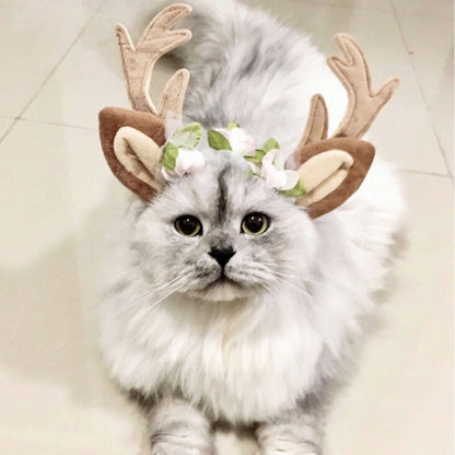 คริสต์มาสอุปกรณ์เสริมสำหรับสัตว์เลี้ยงสุนัข Hairpin เครื่องประดับแมวคริสต์มาส Antler แถบคาดศีรษะ, S, M, L