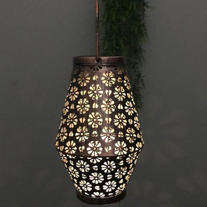 โคมไฟตกแต่งสวนเหล็กดัดพลังงานแสงอาทิตย์กลางแจ้งโคมไฟ LED จี้, Chrysanthemum Lantern