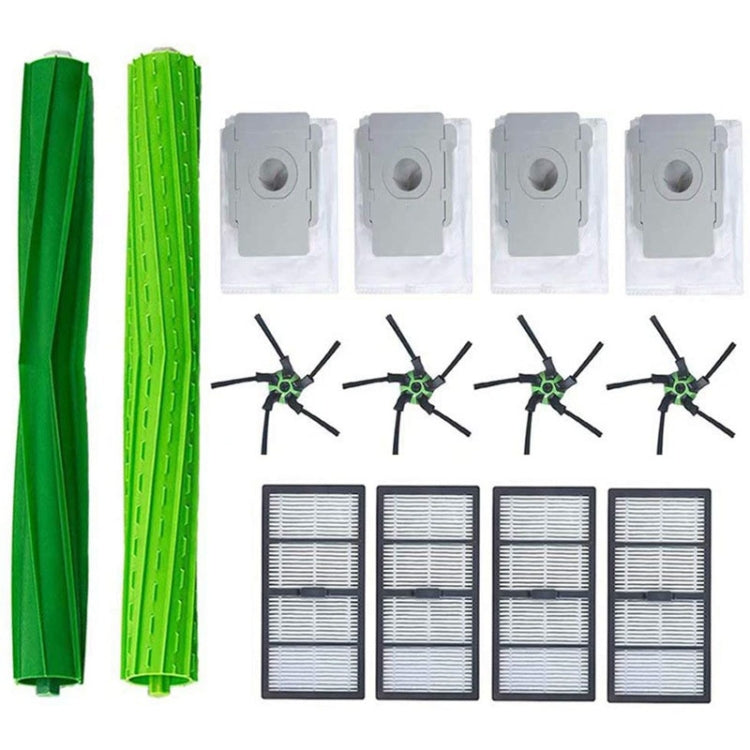 แปรงกวาดหุ่นยนต์ + Hippa + แปรงด้านข้าง + ชุดถุงเก็บฝุ่นสำหรับ IROBOT ROOMBA S9 S9+, 14 PCS/Set