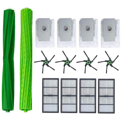 แปรงกวาดหุ่นยนต์ + Hippa + แปรงด้านข้าง + ชุดถุงเก็บฝุ่นสำหรับ IROBOT ROOMBA S9 S9+, 14 PCS/Set