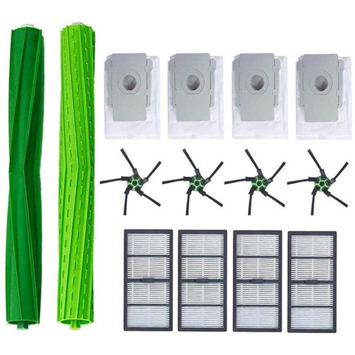 แปรงกวาดหุ่นยนต์ + Hippa + แปรงด้านข้าง + ชุดถุงเก็บฝุ่นสำหรับ IROBOT ROOMBA S9 S9+, 14 PCS/Set