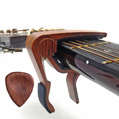 2 in 1 Solid Wood Folk Music Guitar Capo + ชุดเลือก, Folk Music Guitar Capo