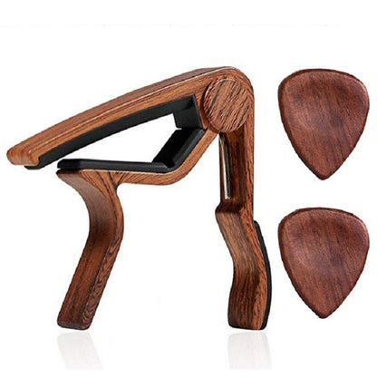 2 in 1 Solid Wood Folk Music Guitar Capo + ชุดเลือก, Folk Music Guitar Capo