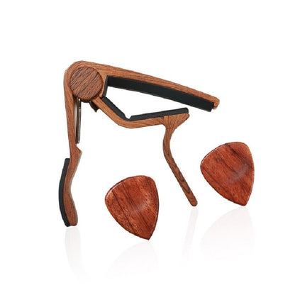 2 in 1 Solid Wood Folk Music Guitar Capo + ชุดเลือก, Folk Music Guitar Capo