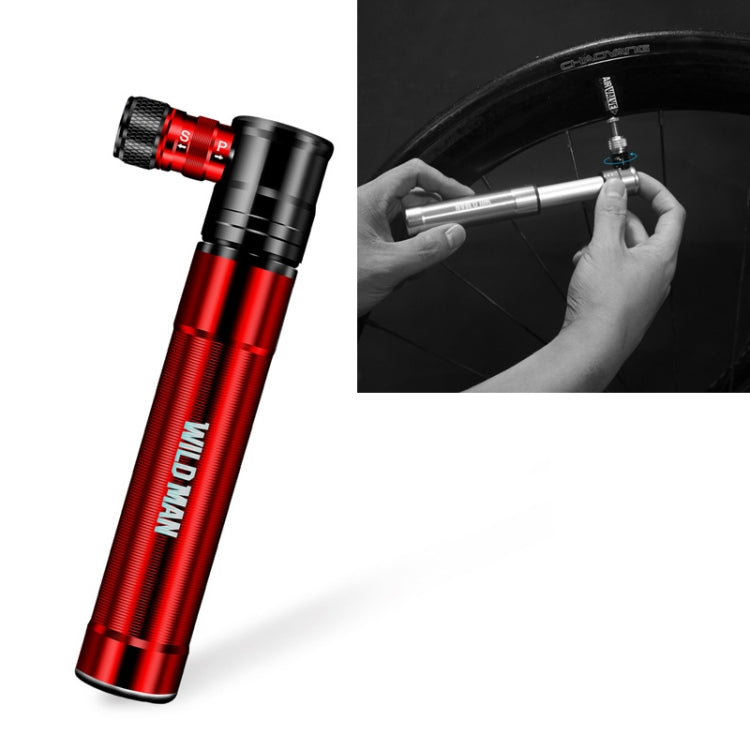 WILD MAN จักรยานเสือภูเขาจักรยานเสือหมอบที่สูบลมจักรยานแบบพกพา Us และ French Mouth Universal Pump มินิบาสเก็ตบอลฟุตบอลที่สูบลม, GK8 (Red), GK8 (Silver)