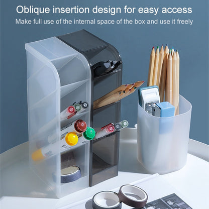2 PCS Multi-Function 4 ตารางเดสก์ท็อปผู้ถือปากกาสำนักงานโรงเรียนกล่องเก็บพลาสติกใสกล่องโต๊ะดินสอ