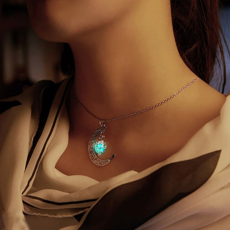 ผู้หญิงดวงจันทร์เรืองแสงอัญมณี Charm สร้อยคอเครื่องประดับ
