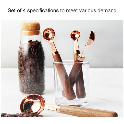 วอลนัทจับครัวชุบทองแดงเครื่องมืออบชุดวัดขนาดบาร์เทนเดอร์, 4 PCS / Set Measuring Spoon, 4 PCS / Set Measuring Cup