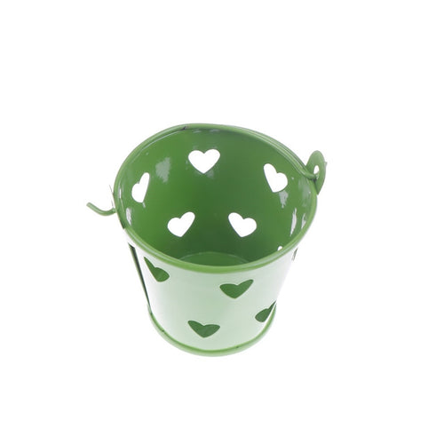 Heart Hollow Round ผู้ถือปากกาตกแต่งน่ารัก Mini Desktop Storage ถังเหล็กผู้ถือดินสอขาตั้ง